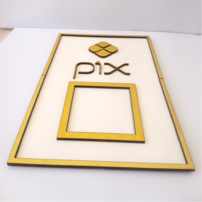 Placa PIX-Qr-code para Parede em MDF